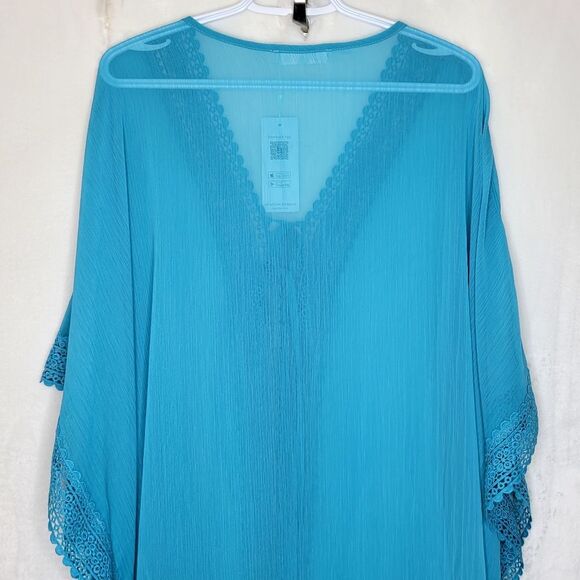 Cupshe Teal Crochet Trim Beach Cover Up One Size - Picture 9 of 10